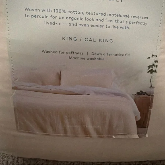 CASLUNA King Textured Chambray Cotton Comforter & Sham Set Natural NEW - Picture 5 of 8